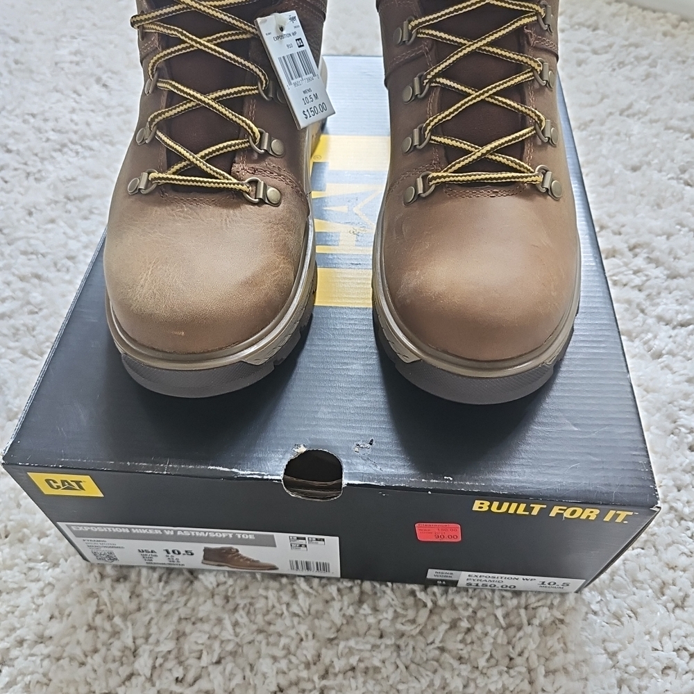 Caterpillar Exposition Hiker Soft Toe Men Work Boot 10.5 Brown Waterproof